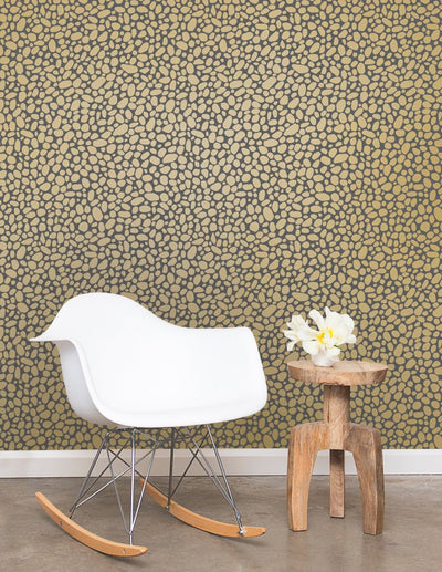 product image for Hoya Wallpaper in Gold on Charcoal design by Thatcher Studio 62