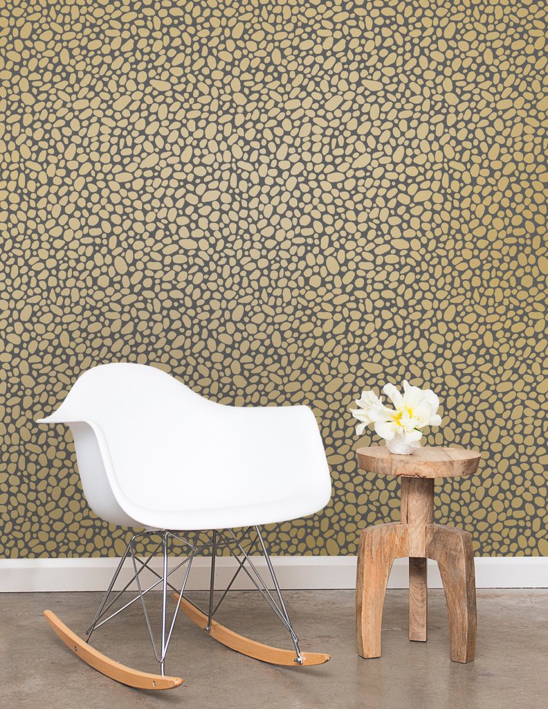 media image for Hoya Wallpaper in Gold on Charcoal design by Thatcher Studio 277
