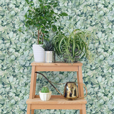product image for Hydrangea Bloom Peel & Stick Wallpaper in Green and Blue by RoomMates for York Wallcoverings 35