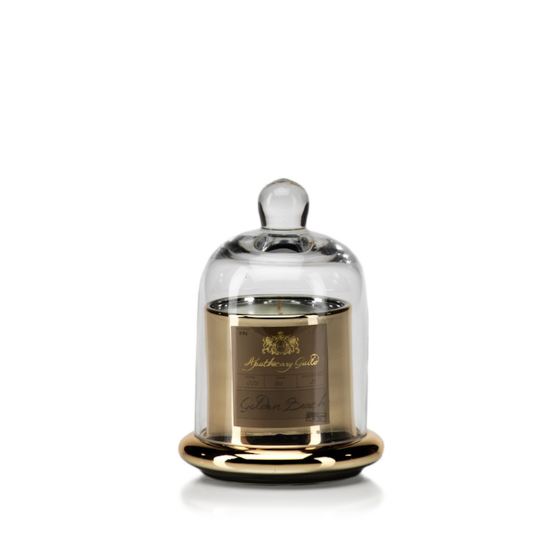 media image for golden beach scented candle in glass jar w bell cloche set by zodax ig 2271 1 296