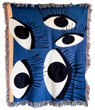 product image for old blue eyes woven throw blankets by elise flashman 1 77