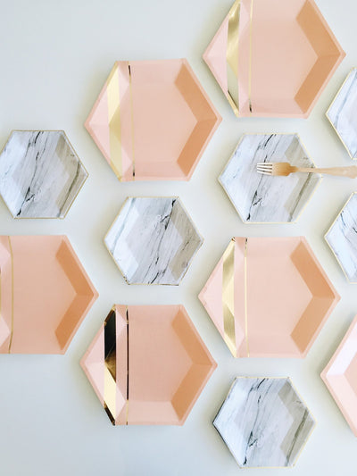 product image for Set of 8 Goddess Blush Hexagon Large Party Plates design by Harlow & Grey 48