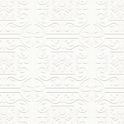 product image of Ibold White Tin Ceiling Scroll Paintable Wallpaper by Brewster Home Fashions 548