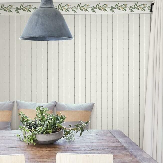 media image for In Stitches Stripe Wallpaper in Black and Cream from the Simply Farmhouse Collection by York Wallcoverings 277