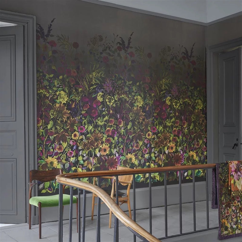 media image for Indian Summer Wall Mural in Graphite from the Zardozi Collection by Designers Guild 280