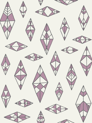 media image for Indian Summer Wallpaper in Cream, Lilac, and Charcoal design by Thatcher Studio 270