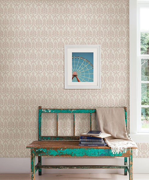 media image for Isla Mauve Petite Damask Wallpaper from the Kismet Collection by Brewster Home Fashions 245