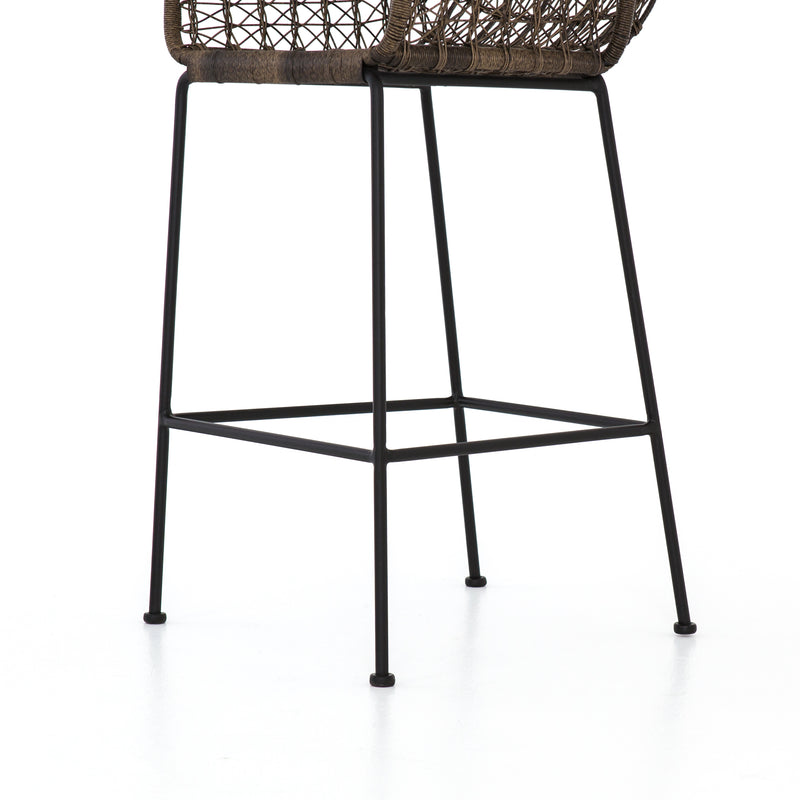 media image for Bandera Outdoor Woven Barstool in Distressed Grey by BD Studio 222