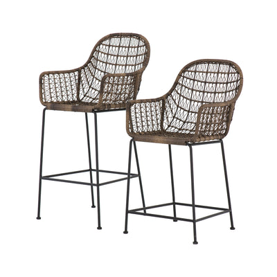 product image for Bandera Outdoor Woven Counter Stool in Distressed Grey by BD Studio 48