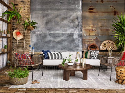product image for Bandera Outdoor Woven Club Chair in Distressed Grey by BD Studio 58