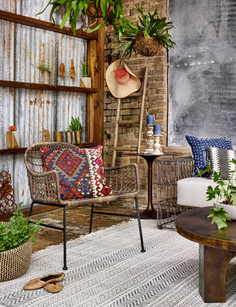 media image for Bandera Outdoor Woven Club Chair in Distressed Grey by BD Studio 235