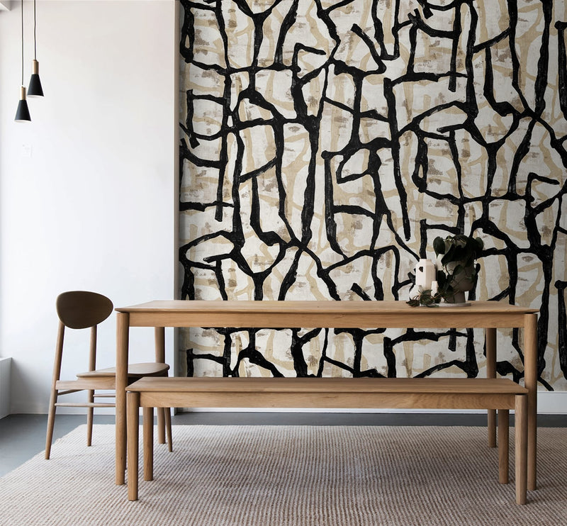 media image for Jouji Ebony & Sand Wall Mural from the Japandi Collection by Seabrook Wallcoverings 297