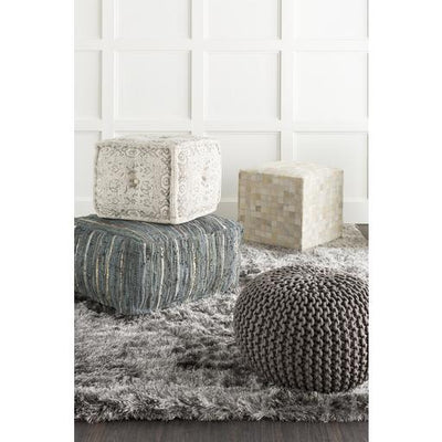 product image for Anthracite ATPF-003 Pouf in Light Gray & Sea Foam by Surya 84