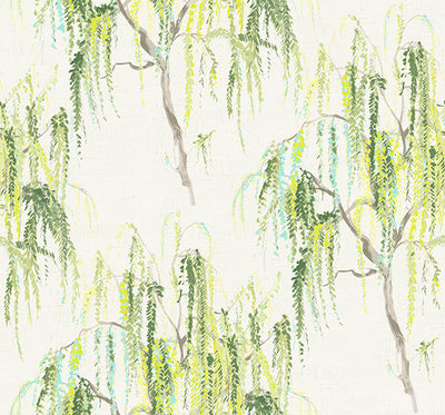 product image of Jade Floral Wallpaper in Greens and Ivory by Carl Robinson for Seabrook Wallcoverings 580