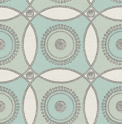 product image of James Circles Wallpaper in Blues and Ivory by Carl Robinson for Seabrook Wallcoverings 572