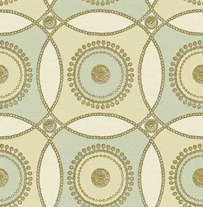 product image of James Circles Wallpaper in Yellows and Greens by Carl Robinson for Seabrook Wallcoverings 563