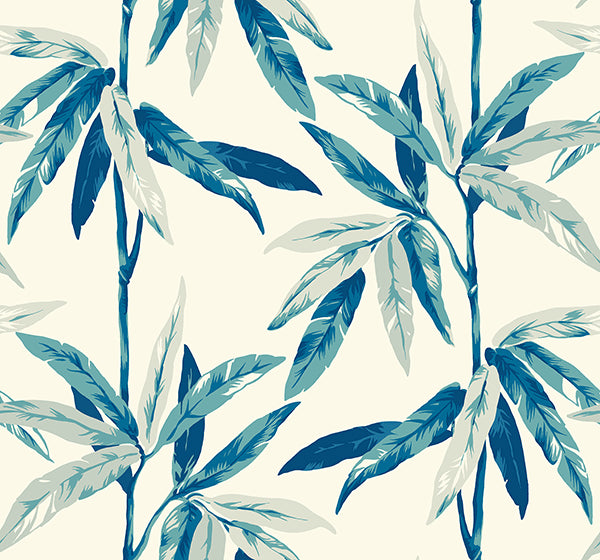 media image for Janson Floral Wallpaper in Blues and Ivory by Carl Robinson for Seabrook Wallcoverings 236
