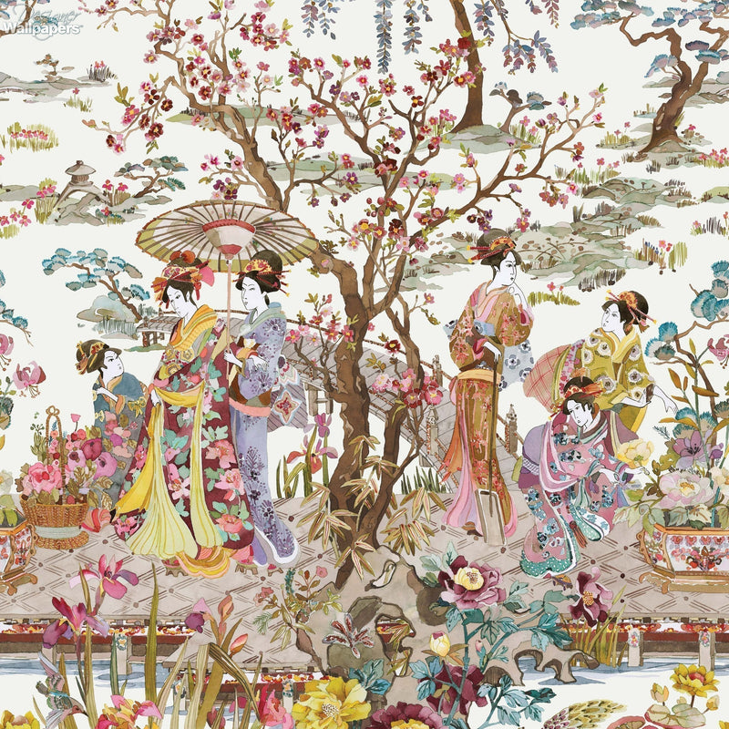 media image for Japanese Garden Wallpaper in Ochre from the Enchanted Gardens Collection by Osborne & Little 266
