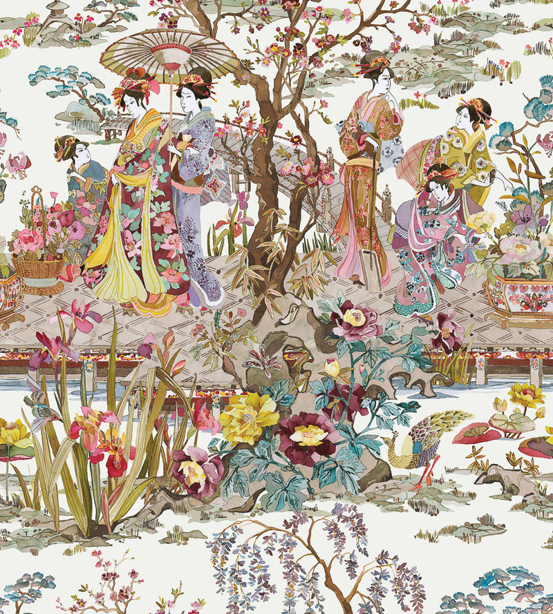 media image for Japanese Garden Wallpaper in Ochre from the Enchanted Gardens Collection by Osborne & Little 210