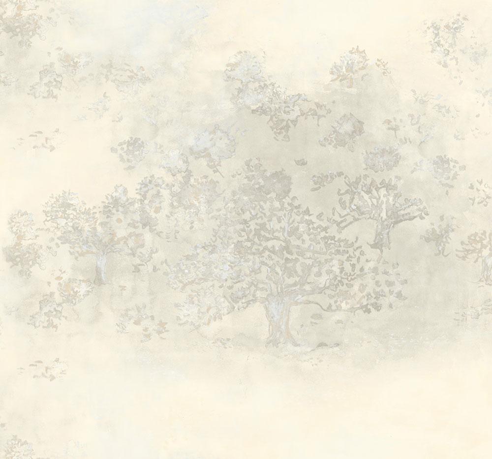 Shop Sample Japanese Tree Wallpaper in Gold, Silver, and Cream from the
