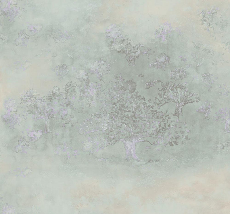 media image for Japanese Tree Wallpaper in Purple, Green, and Grey from the Transition Collection by Mayflower 289