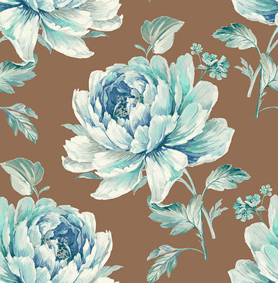 product image for Jarrow Floral Wallpaper in Blues and Metallic by Carl Robinson for Seabrook Wallcoverings 89