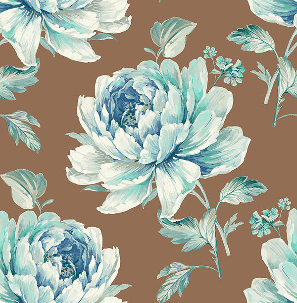 media image for Jarrow Floral Wallpaper in Blues and Metallic by Carl Robinson for Seabrook Wallcoverings 257