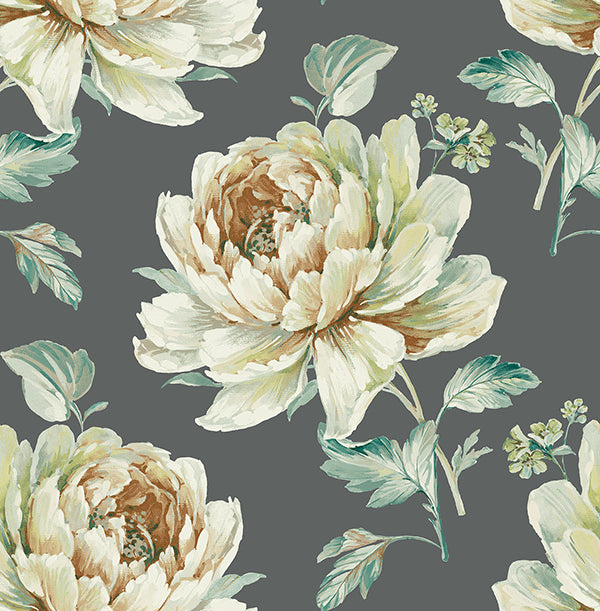 media image for Jarrow Floral Wallpaper in Metallic and Blues by Carl Robinson for Seabrook Wallcoverings 280