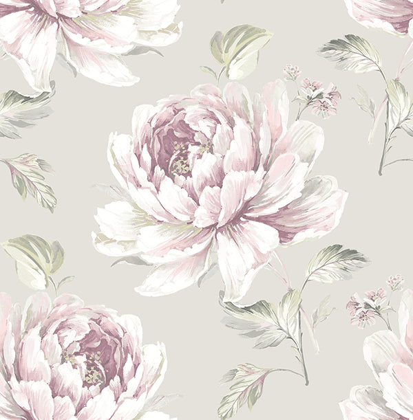 media image for Jarrow Floral Wallpaper in Purples and Metallic by Carl Robinson for Seabrook Wallcoverings 264