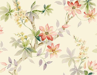 product image of Jasper Floral Wallpaper in Off-White and Greens by Carl Robinson for Seabrook Wallcoverings 58