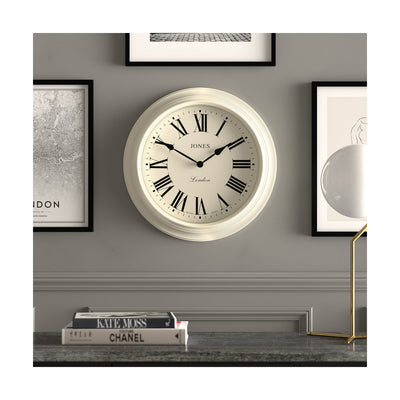 product image for Jones Supper Club Roman Numeral Wall Clock in Linen White 20