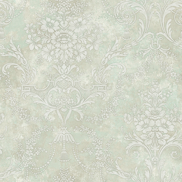 media image for Jeffreys Floral Wallpaper in Greens and White by Carl Robinson for Seabrook Wallcoverings 244