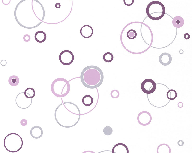 media image for Joyful Circles Wallpaper in Purple and White design by BD Wall 239