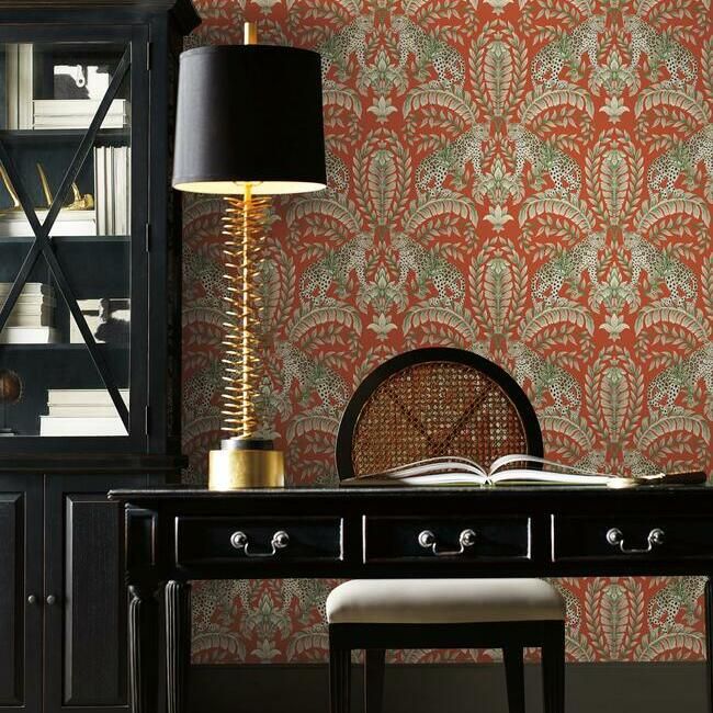 media image for Jungle Leopard Wallpaper in Orange from the Ronald Redding 24 Karat Collection by York Wallcoverings 256