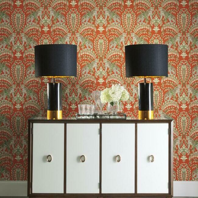 media image for Jungle Leopard Wallpaper in Orange from the Ronald Redding 24 Karat Collection by York Wallcoverings 211