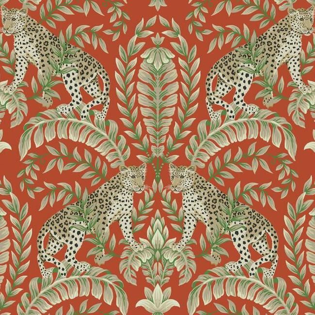 media image for Jungle Leopard Wallpaper in Orange from the Ronald Redding 24 Karat Collection by York Wallcoverings 277