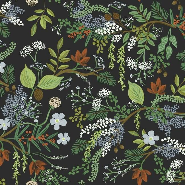 media image for Juniper Forest Wallpaper in Black from the Rifle Paper Co. Collection by York Wallcoverings 238