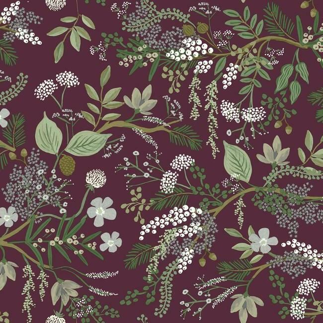 media image for Juniper Forest Wallpaper in Burgundy from the Rifle Paper Co. Collection by York Wallcoverings 250