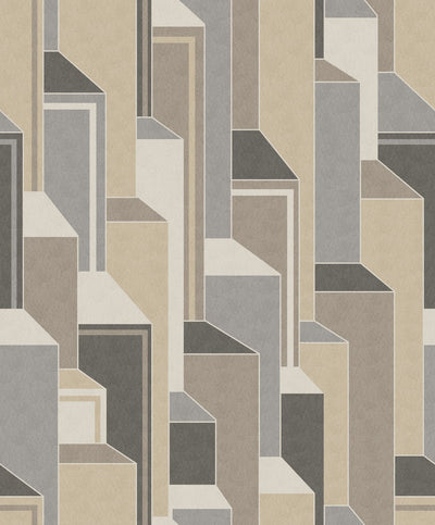 product image of Deco Geometric Wallpaper in Latte and Graphite from the Mondrian Collection by Seabrook 582