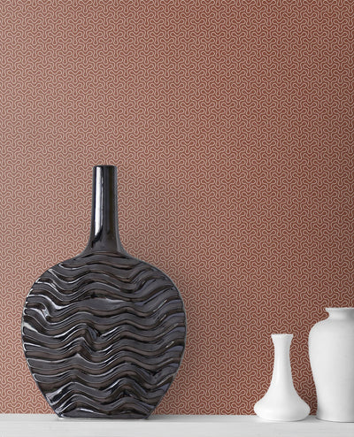product image for Spiro Geometric Wallpaper in Terra Cotta from the Mondrian Collection by Seabrook 88
