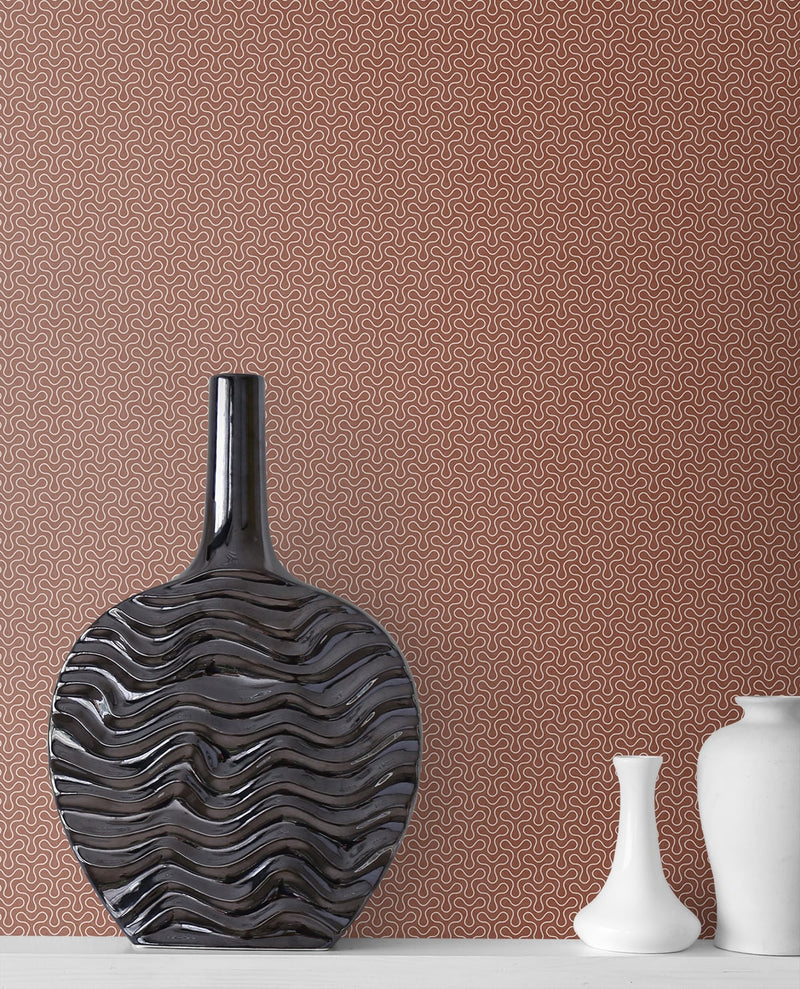 media image for Spiro Geometric Wallpaper in Terra Cotta from the Mondrian Collection by Seabrook 266