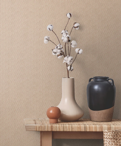 product image of Spiro Geometric Wallpaper in Ivory and Terra Cotta from the Mondrian Collection by Seabrook 556