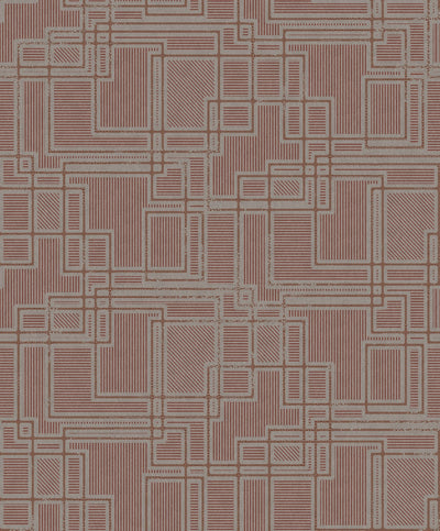 product image for Bauhaus Cityscape Wallpaper in Burgundy and Graphite from the Mondrian Collection by Seabrook 61
