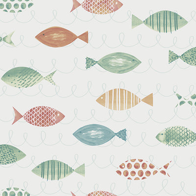 product image of Key West Aqua Fish Wallpaper from the Seaside Living Collection by Brewster Home Fashions 50