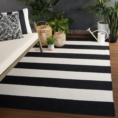 product image for Remora Indoor/ Outdoor Stripe Black & Ivory Area Rug 81