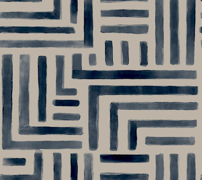 product image of Painterly Labyrinth Wallpaper in Navy 599