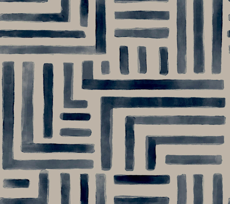 media image for Painterly Labyrinth Wallpaper in Navy 271