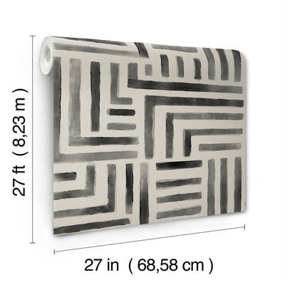 product image for Painterly Labyrinth Wallpaper in Charcoal 61