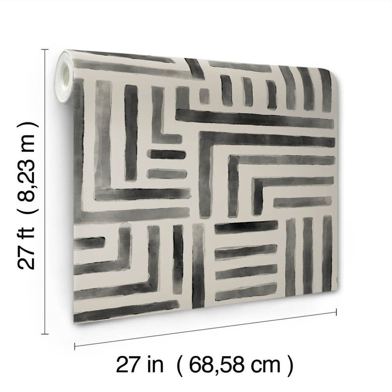 media image for Painterly Labyrinth Wallpaper in Charcoal 268