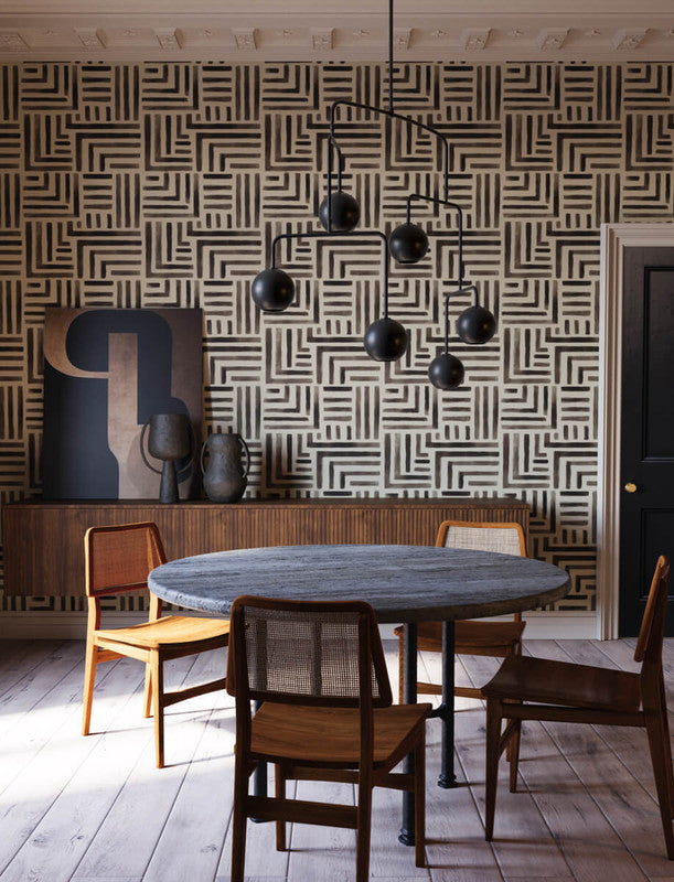 media image for Painterly Labyrinth Wallpaper in Charcoal 250